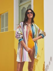 Multi Stripe Beach Shirt Cover-Up - Image 1 of 9