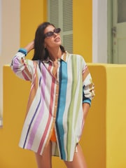 Multi Stripe Beach Shirt Cover-Up - Image 4 of 9