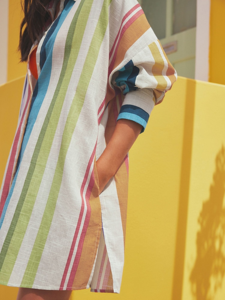 Multi Stripe Beach Shirt Cover-Up - Image 7 of 9