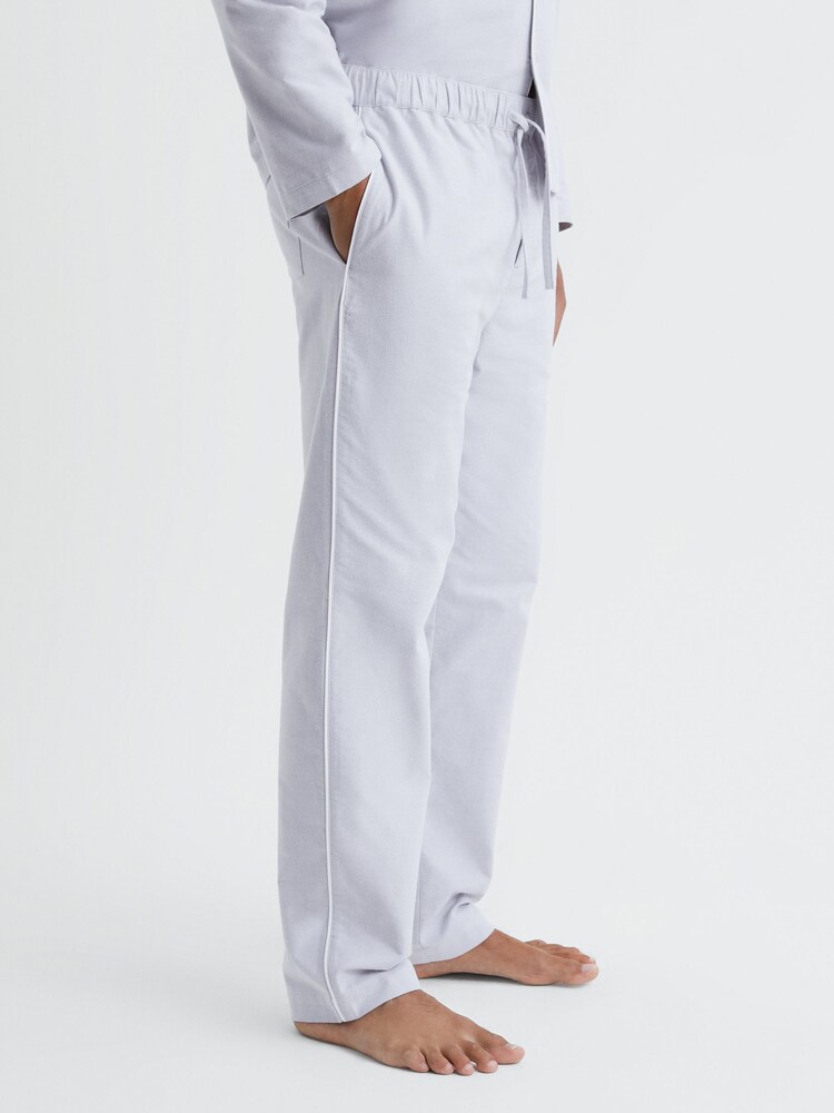 Reiss Ice Grey Farley Cotton Drawstring Pyjama Bottoms - Image 1 of 5