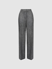Reiss Grey Luella Wide Leg Textured Suit Trousers - Image 2 of 4