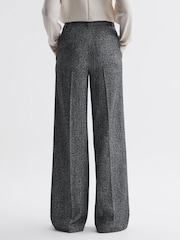 Reiss Grey Luella Wide Leg Textured Suit Trousers - Image 4 of 4