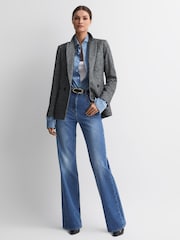 Reiss Grey Luella Relaxed Fit Textured Double Breasted Suit Blazer - Image 3 of 7
