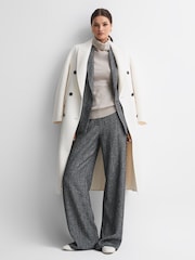 Reiss Grey Luella Relaxed Fit Textured Double Breasted Suit Blazer - Image 6 of 7