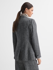 Reiss Grey Luella Relaxed Fit Textured Double Breasted Suit Blazer - Image 7 of 7