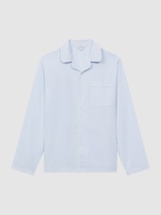 Reiss Blue/White Westley Striped Cotton Button-Through Pyjama Shirt - Image 2 of 5