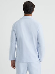 Reiss Blue/White Westley Striped Cotton Button-Through Pyjama Shirt - Image 5 of 5
