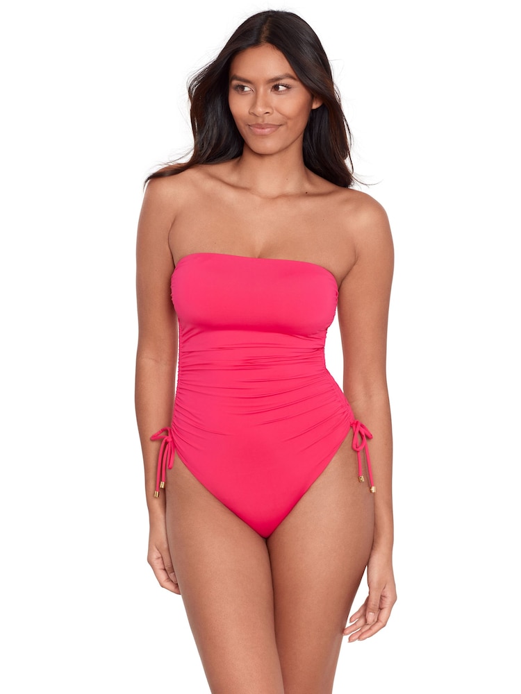 Lauren Ralph Lauren Pink Beach Club Solids Ruched Strapless Swimsuit - Image 1 of 5