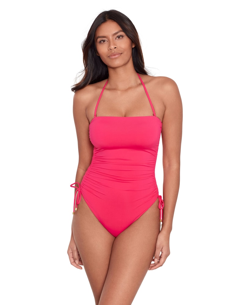 Lauren Ralph Lauren Pink Beach Club Solids Ruched Strapless Swimsuit - Image 2 of 5 Lauren Ralph Lauren Pink Beach Club Solids Ruched Strapless Swimsuit - Image 2 of 5