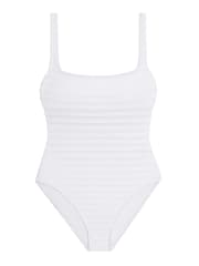 Lauren Ralph Lauren Ottoman Mesh Square Neck White Swimsuit - Image 5 of 5