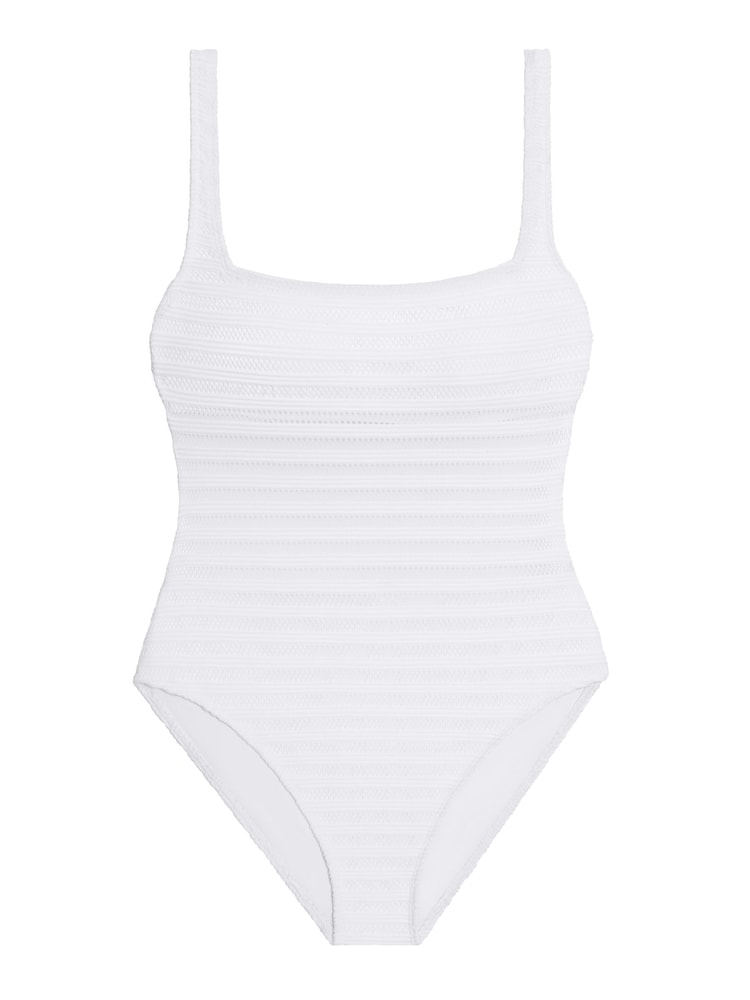 Lauren Ralph Lauren Ottoman Mesh Square Neck White Swimsuit - Image 5 of 5