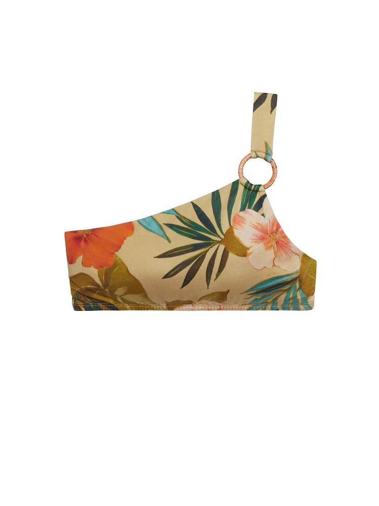 Lauren Ralph Lauren Gold Island Tropical Rattan Ring One Shoulder Bikini Top - Image 5 of 5