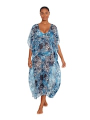 Lauren Ralph Lauren Indigo Patchwork Midi Kaftan - Image 1 of 4