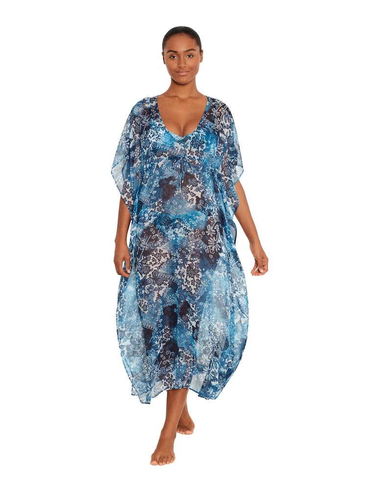 Lauren Ralph Lauren Indigo Patchwork Midi Kaftan - Image 1 of 4 Lauren Ralph Lauren Indigo Patchwork Midi Kaftan - Image 1 of 4