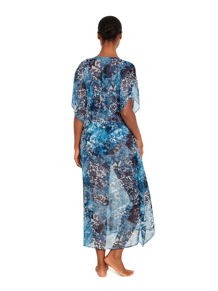 Lauren Ralph Lauren Indigo Patchwork Midi Kaftan - Image 2 of 4 Lauren Ralph Lauren Indigo Patchwork Midi Kaftan - Image 2 of 4