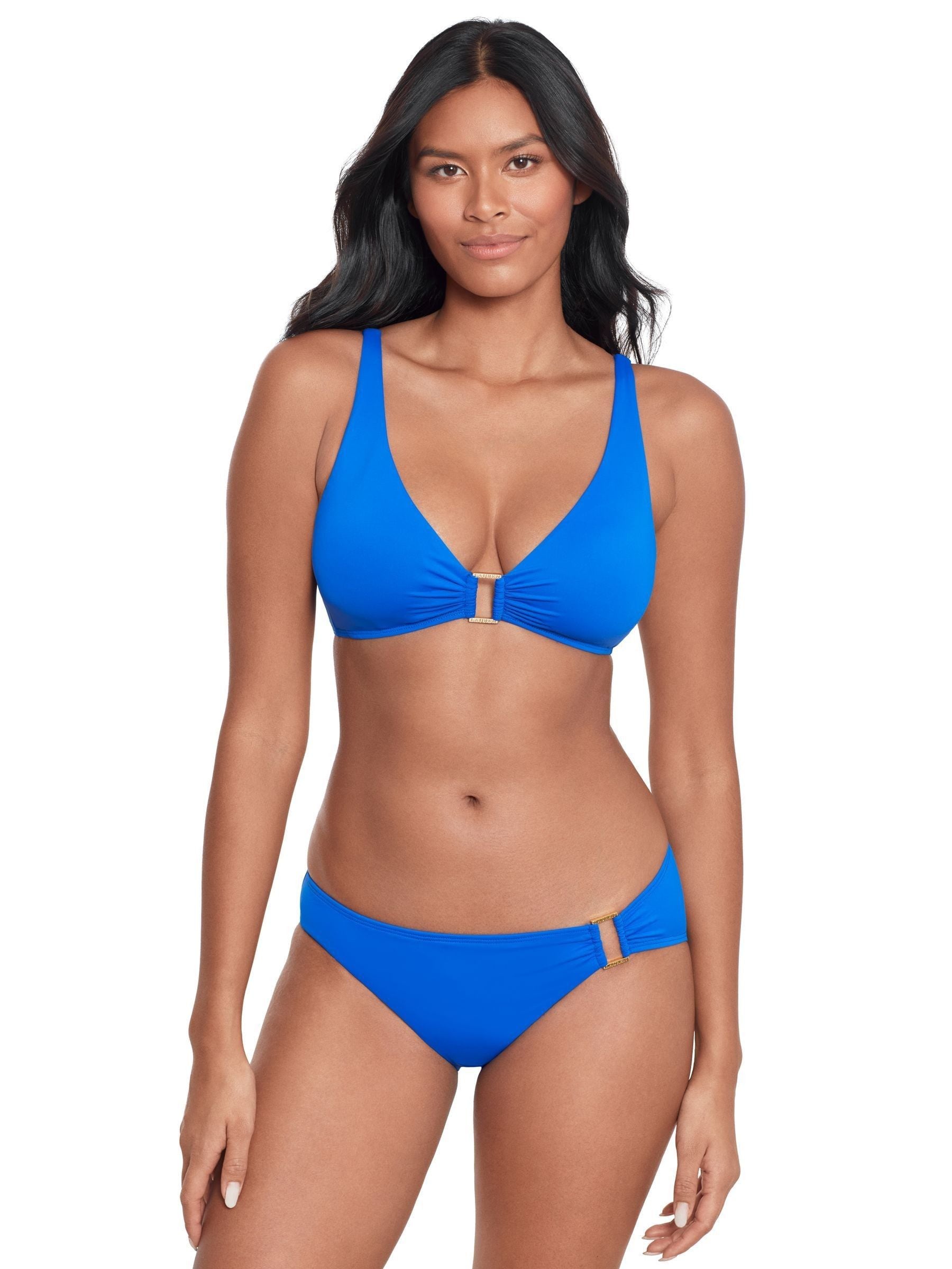 Buy Lauren Ralph Lauren Blue Beach Club Solids Ring Front Halter Bikini Top from Next Italy