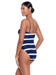 Lauren Ralph Lauren Blue Mariner Stripe Embroidered Square Neck Swimsuit - Image 3 of 5