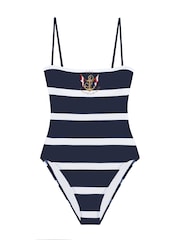 Lauren Ralph Lauren Blue Mariner Stripe Embroidered Square Neck Swimsuit - Image 5 of 5