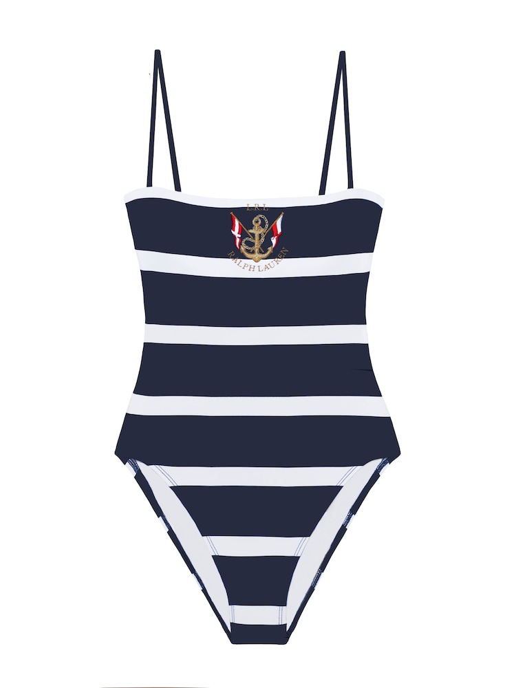 Lauren Ralph Lauren Blue Mariner Stripe Embroidered Square Neck Swimsuit - Image 5 of 5