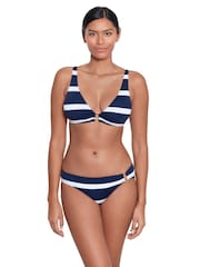 Lauren Ralph Lauren Blue Mariner Stripe Ring Front Bikini Bottoms - Image 1 of 4