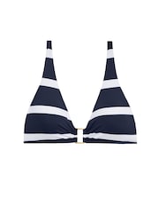 Lauren Ralph Lauren Blue Mariner Stripe Ring Front Halter Bikini Top - Image 4 of 4