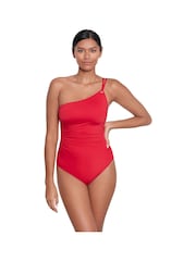 Lauren Ralph Lauren Red Beach Club Solids Double Strap One Shoulder Swimsuit - Image 1 of 5