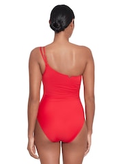 Lauren Ralph Lauren Red Beach Club Solids Double Strap One Shoulder Swimsuit - Image 2 of 5