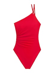 Lauren Ralph Lauren Red Beach Club Solids Double Strap One Shoulder Swimsuit - Image 5 of 5