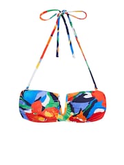 Lauren Ralph Lauren Blue Bold Abstract Floral V Wire Bandeau Bikini Top - Image 4 of 4