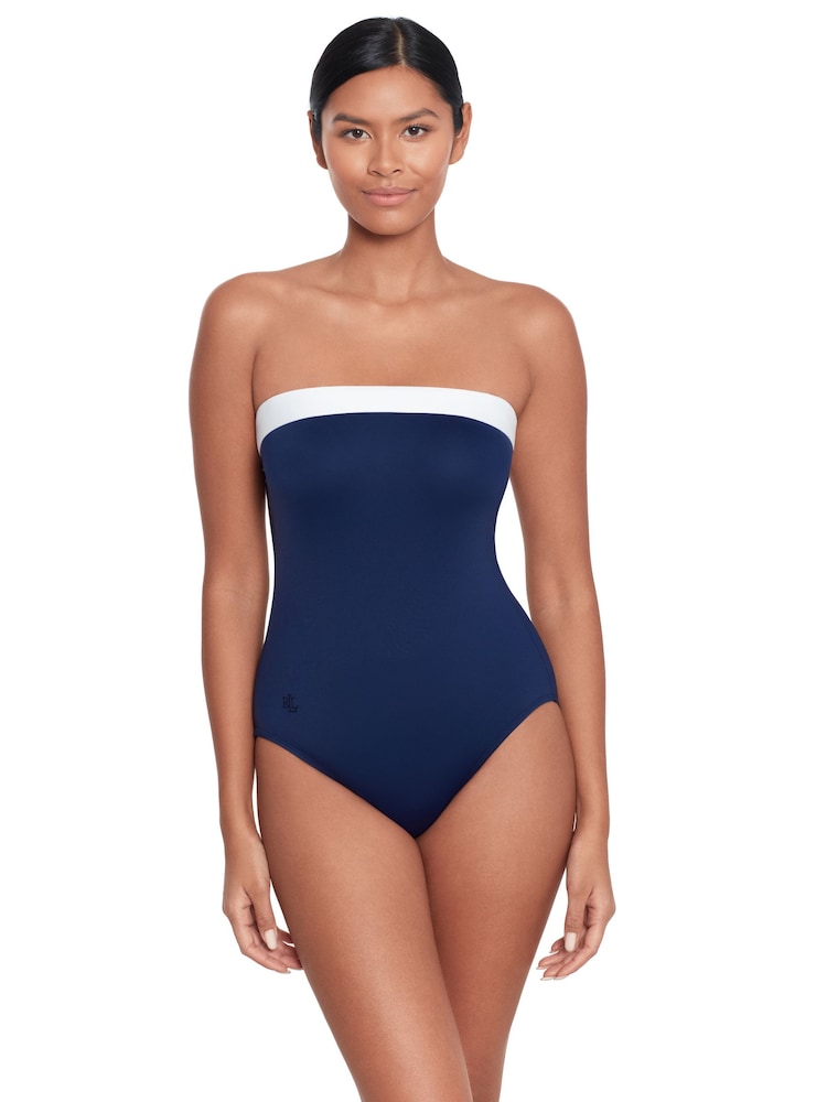 Lauren Ralph Lauren Blue Bel Air Modern Bandeau Swimsuit - Image 1 of 5