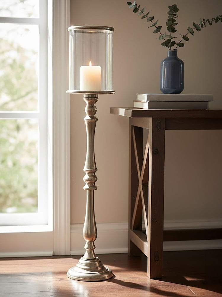 Interiors by Premier Silver Kensington Townhouse Large Nickel Candle Holder - Image 1 of 2