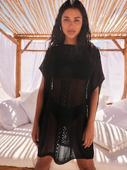 Black Overhead Knitted Cover-Up - Image 3 of 5
