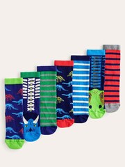 Boden Dark Blue Dinosaur Socks 7 Pack - Image 1 of 2