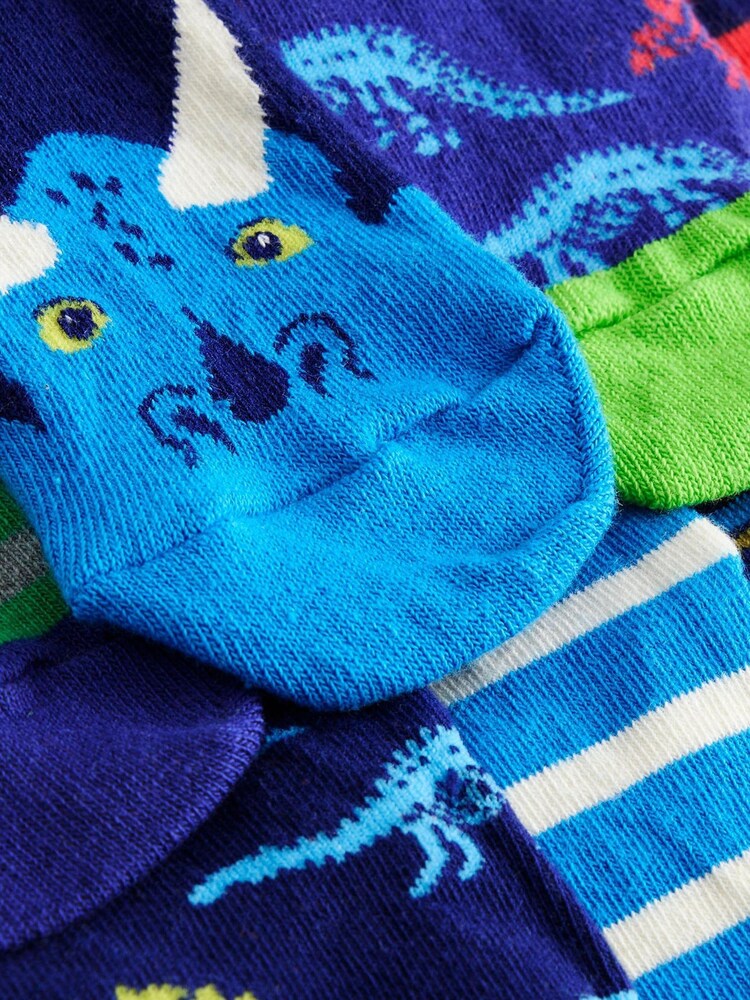 Boden Dark Blue Dinosaur Socks 7 Pack - Image 2 of 2