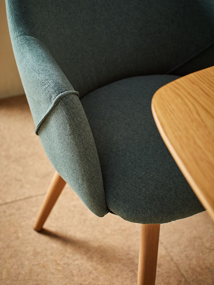 MADE.COM Set of 2 Bay Green and Oak Legs Lule Arm Dining Chairs - Image 2 of 3