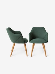 MADE.COM Set of 2 Bay Green and Oak Legs Lule Arm Dining Chairs - Image 3 of 3