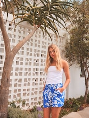 Blue Print Elasticated Waist Jersey Shorts - Image 1 of 5