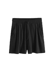 Black Elasticated Waist Jersey Shorts - Image 5 of 6