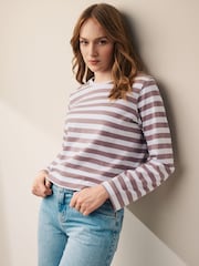 Lilac Purple Long Sleeve Heavyweight Shorter Length T-Shirt - Image 1 of 6