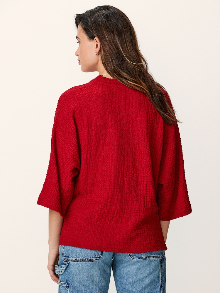 Red Long Sleeve Textured Tunic - Image 2 of 7