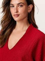 Red Long Sleeve Textured Tunic - Image 5 of 7