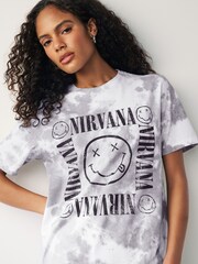 Grey/White Nirvana License Band T-Shirt - Image 4 of 6