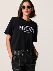 Black Short Sleeve Heavyweight Shorter Length Top - Image 1 of 6