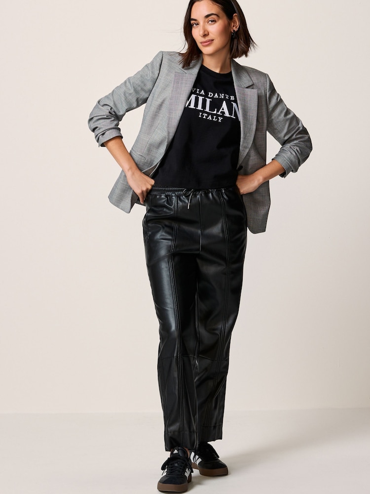 Black Short Sleeve Heavyweight Shorter Length Top - Image 2 of 6