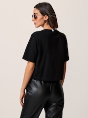Black Short Sleeve Heavyweight Shorter Length Top - Image 3 of 6