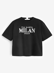 Black Short Sleeve Heavyweight Shorter Length Top - Image 5 of 6