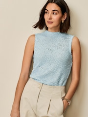 Hellblau - Ärmelloses, strukturiertes Tanktop - Bild 1 von 7