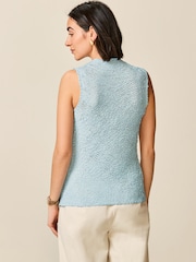 Hellblau - Ärmelloses, strukturiertes Tanktop - Bild 4 von 7