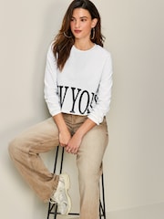 Ecru White Long Sleeve Heavyweight Shorter Length T-Shirt - Image 2 of 6
