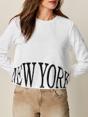Ecru White Long Sleeve Heavyweight Shorter Length T-Shirt - Image 4 of 6